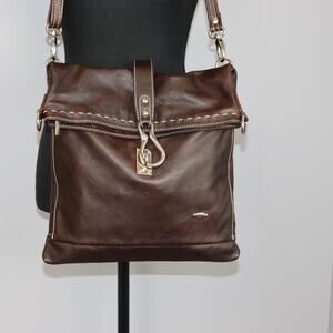 Cuoieria Fiorentina Leather Bag Women Large Brown Excellent‎ Foldover Crossbody